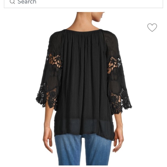 Crochet Silk Peasant Top - Picture 2 of 2